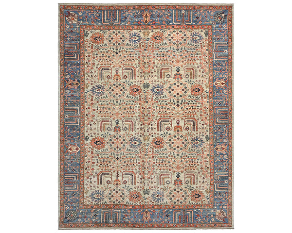9x12 Gray Blue Aryana Afghan Hand Knotted Veg Dye Wool Area Rug
